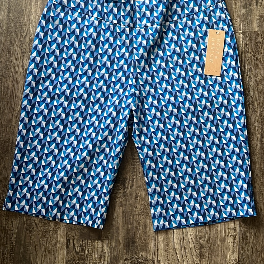 Blue/White Geo Pattern Dress Shorts